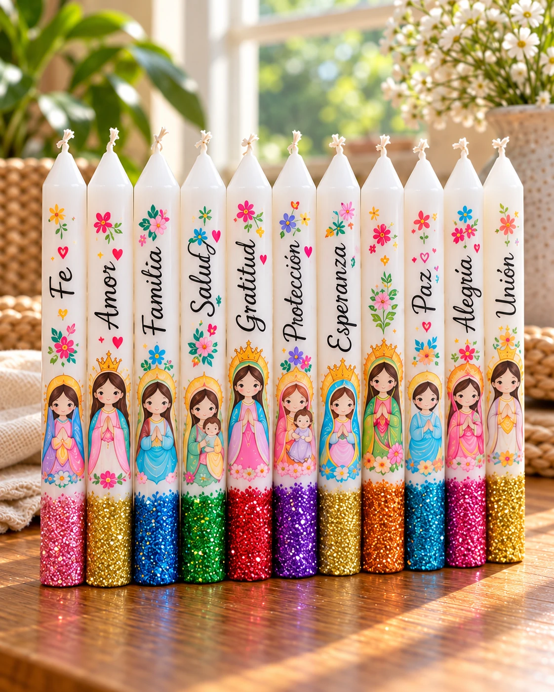 Velas prontas depois da personalização
